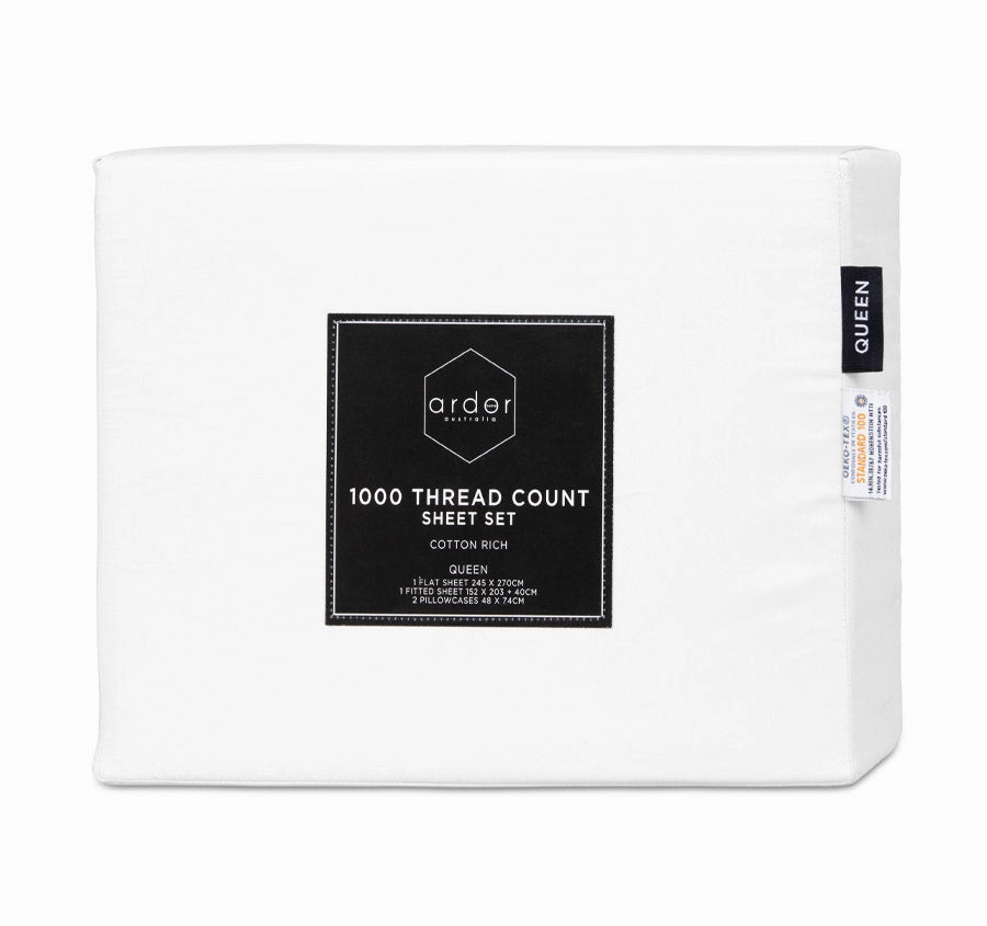 1000THC Cotton Rich Sheet Set Range White