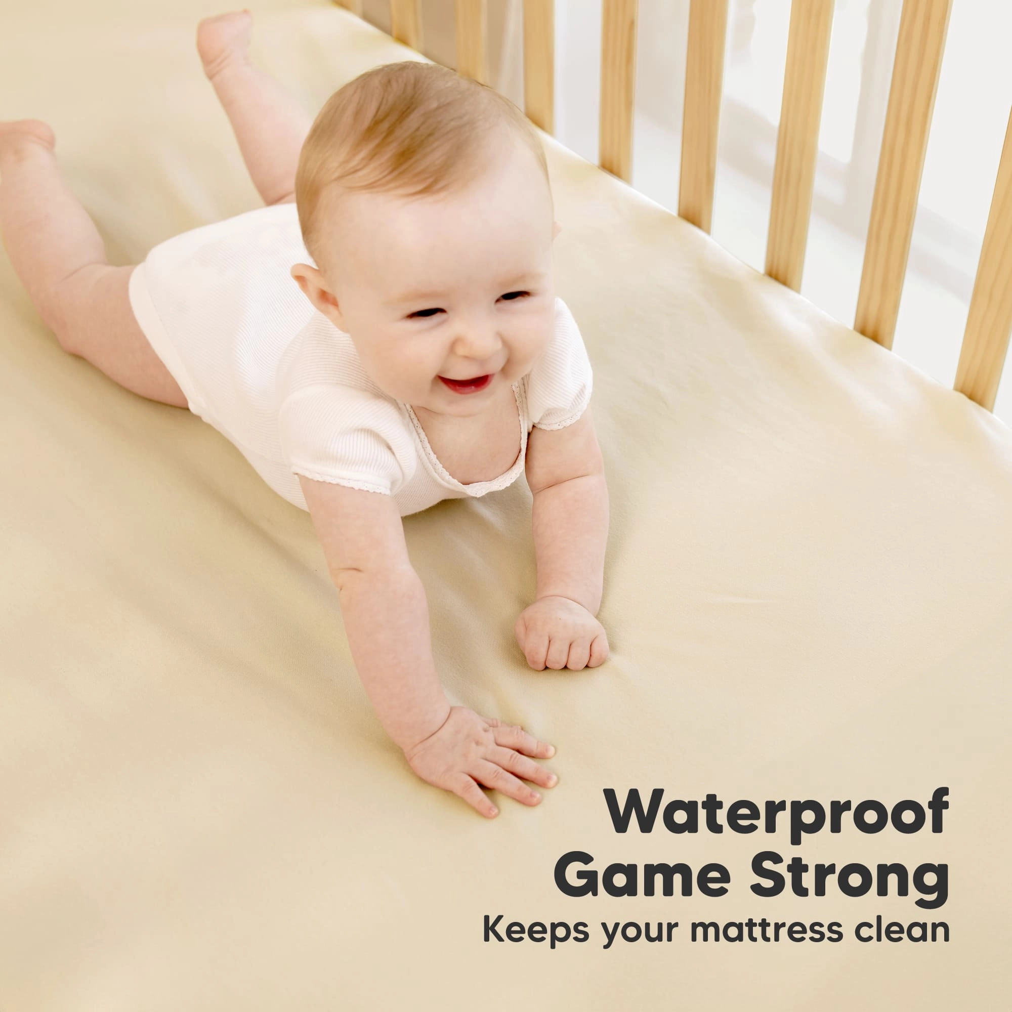 2-Pack Soothe [Protect ] Waterproof Mini Crib Sheets (Macadamia)