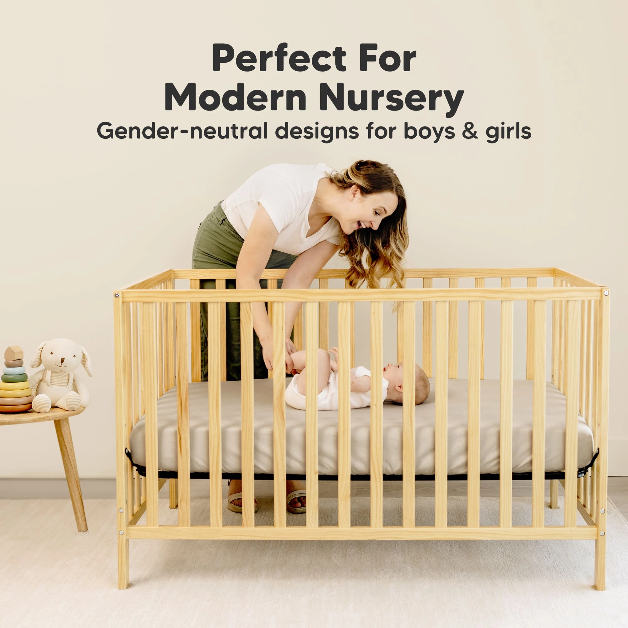 2-Pack Soothe [Protect ] Waterproof Mini Crib Sheets (Macadamia)