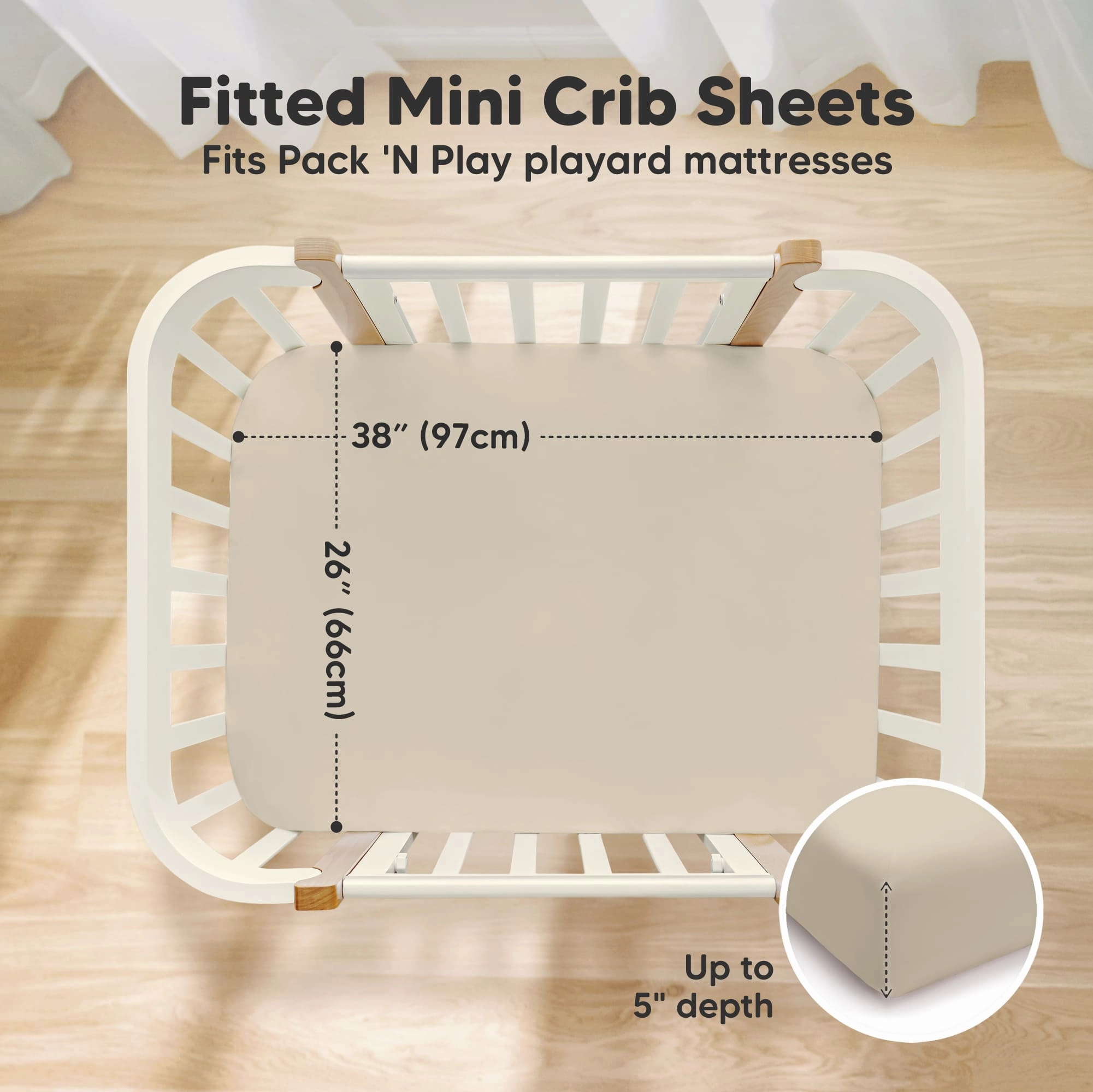 2-Pack Soothe [Protect ] Waterproof Mini Crib Sheets (Macadamia)