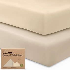 2-Pack Soothe [Protect ] Waterproof Mini Crib Sheets (Macadamia)