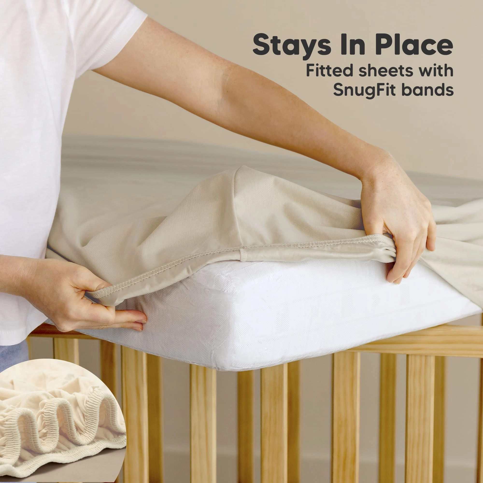 2-Pack Soothe [Protect ] Waterproof Mini Crib Sheets (Macadamia)