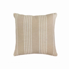 55Cm Cushion Natural Beige With Thin Cream Stripes by Florabelle