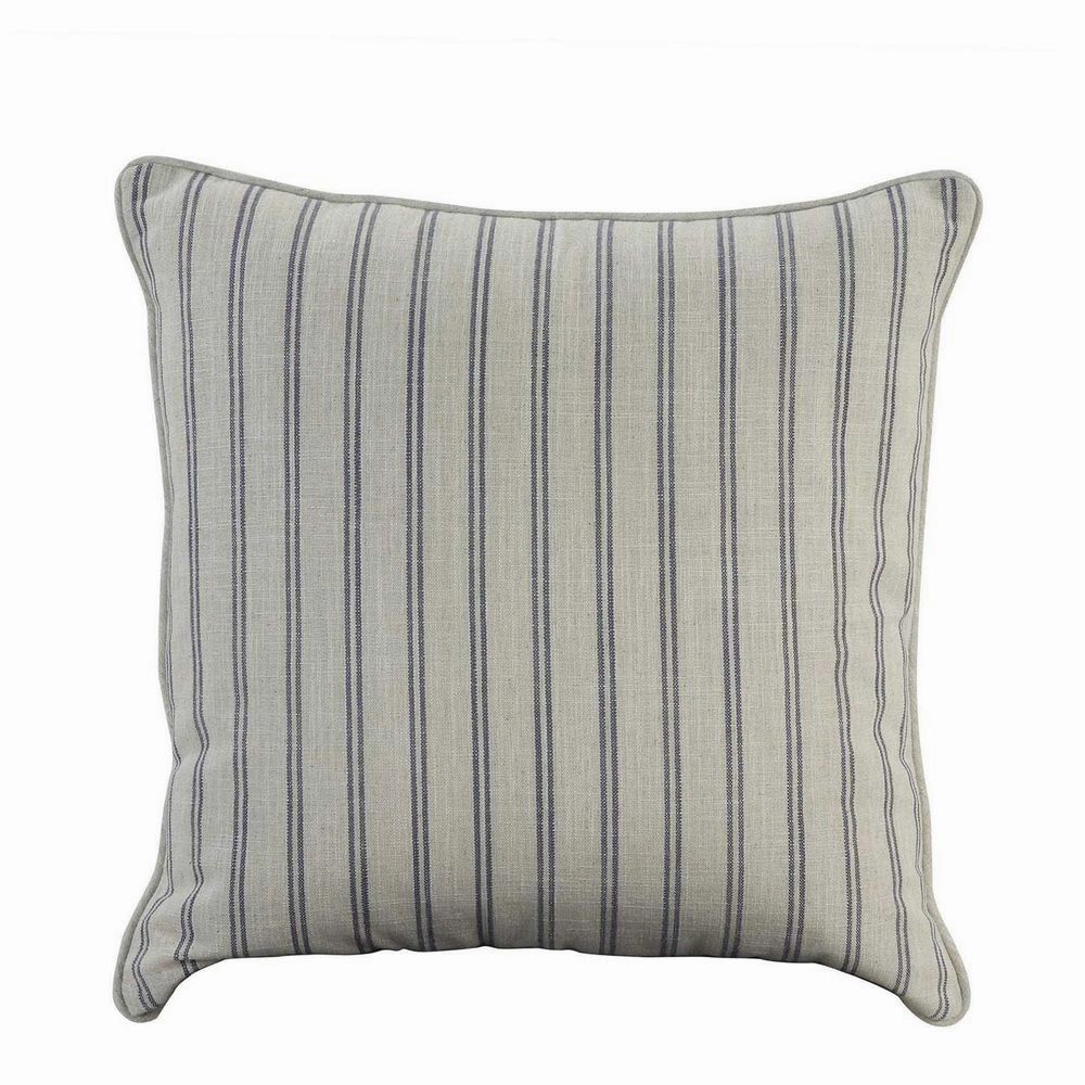 55Cm Throw Cushion White/Blue Pin Stripe by Florabelle