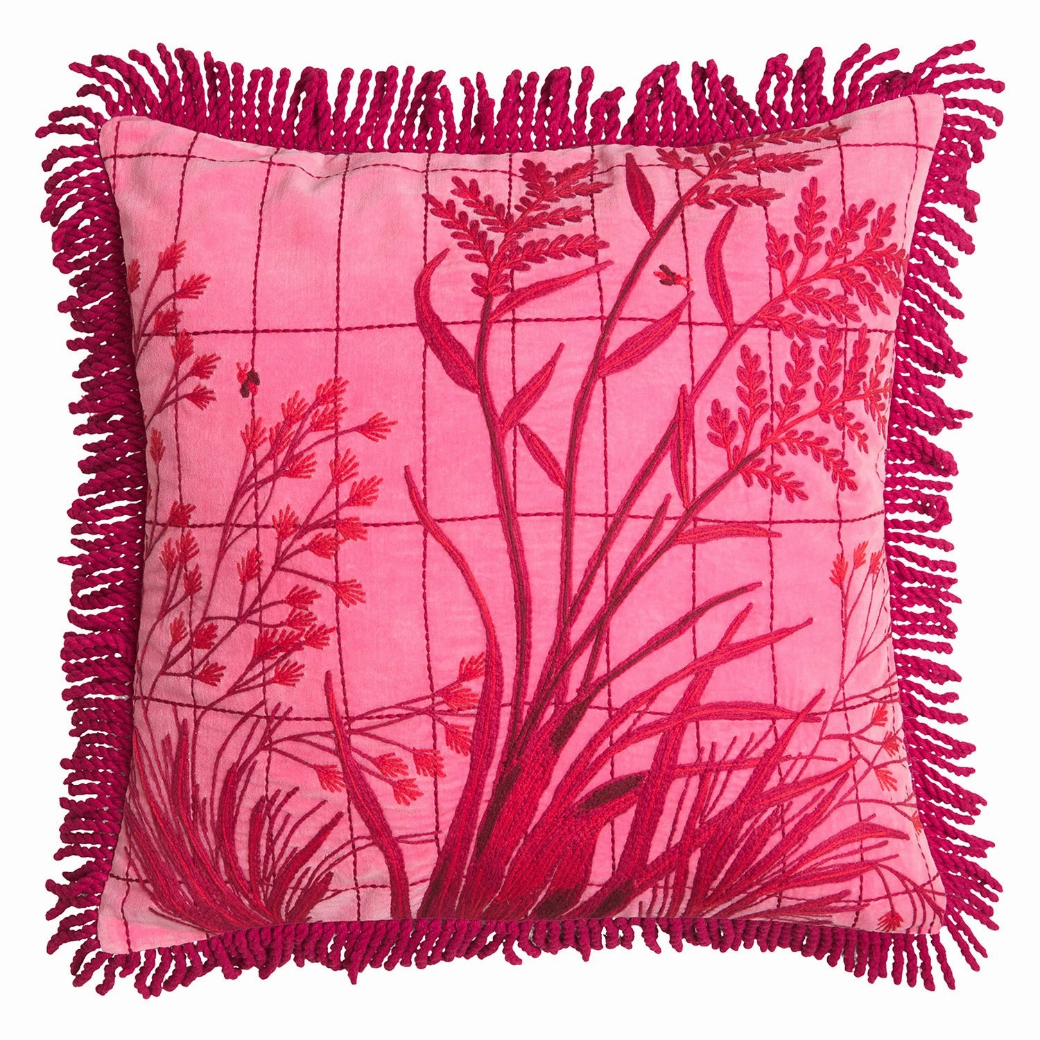 Adelyn Embroidered Cushion - Cosmo Pink