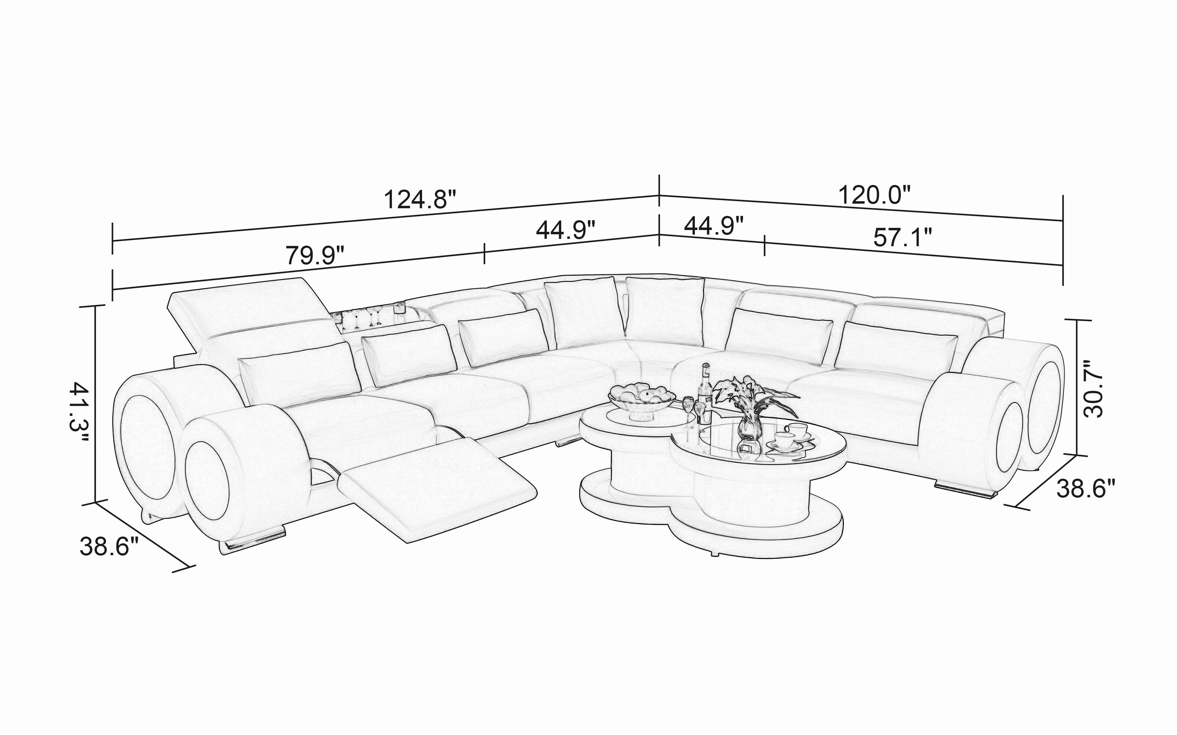 Aetius Modern Leather Sectional with Footrest