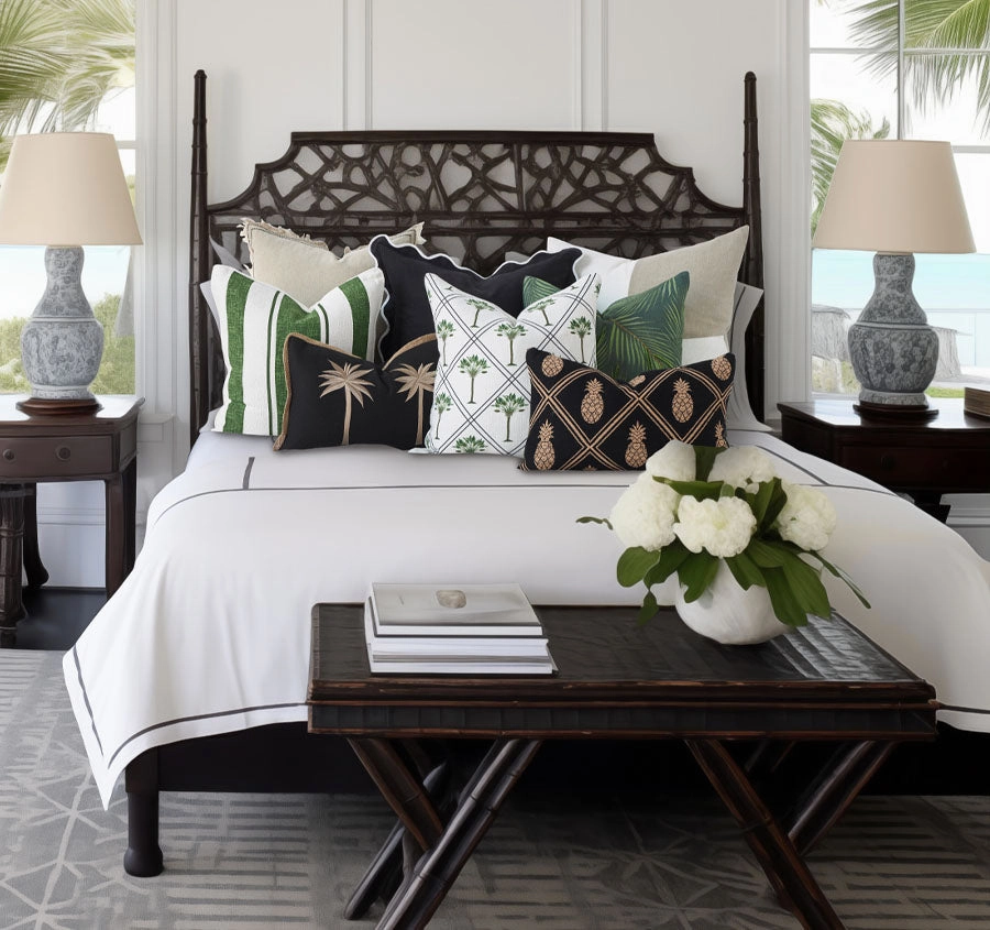 Anguilla Tropics 30x50cm Filled Cushion Black
