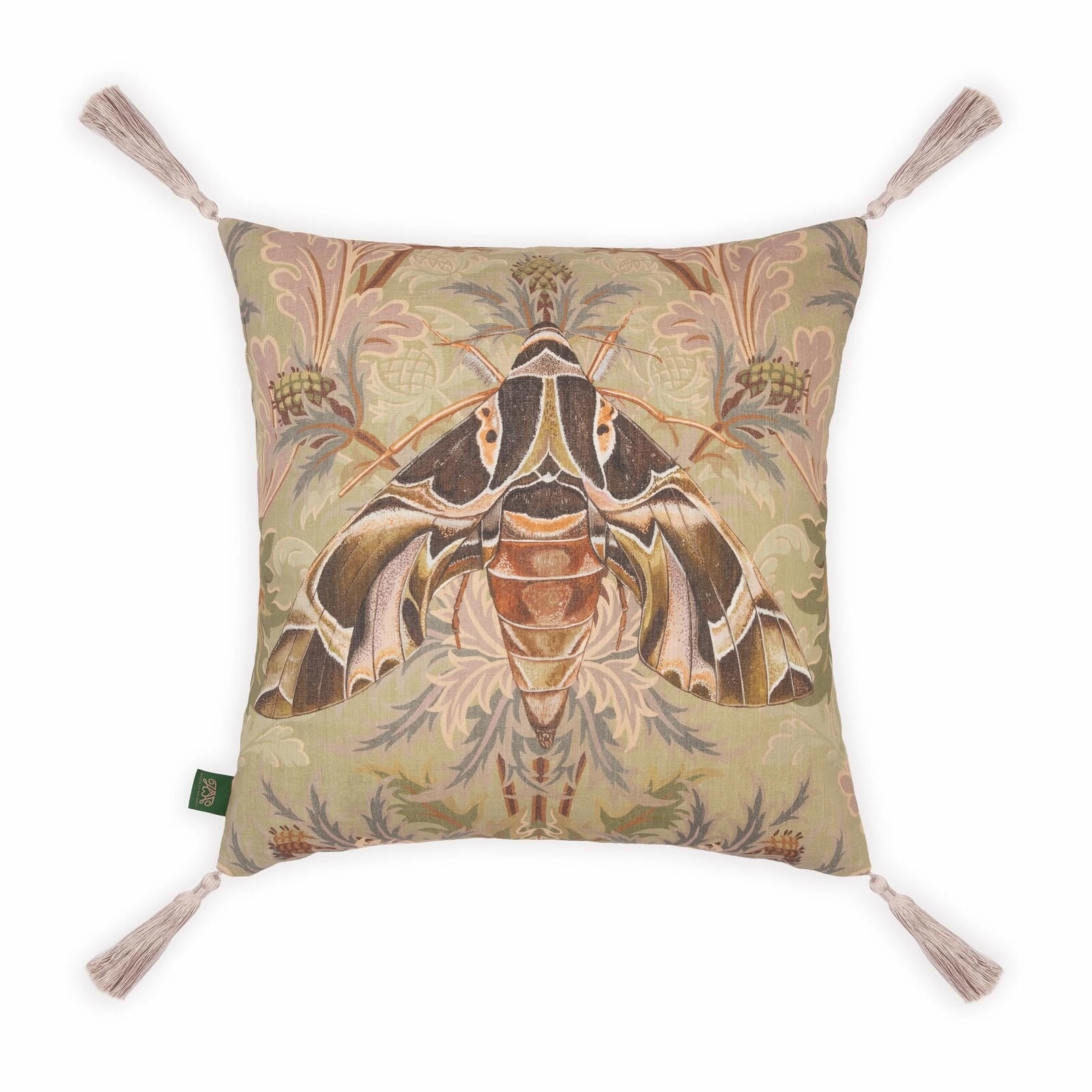 AQUIFOLIA Moth Medium Tassel Cushion - Apple