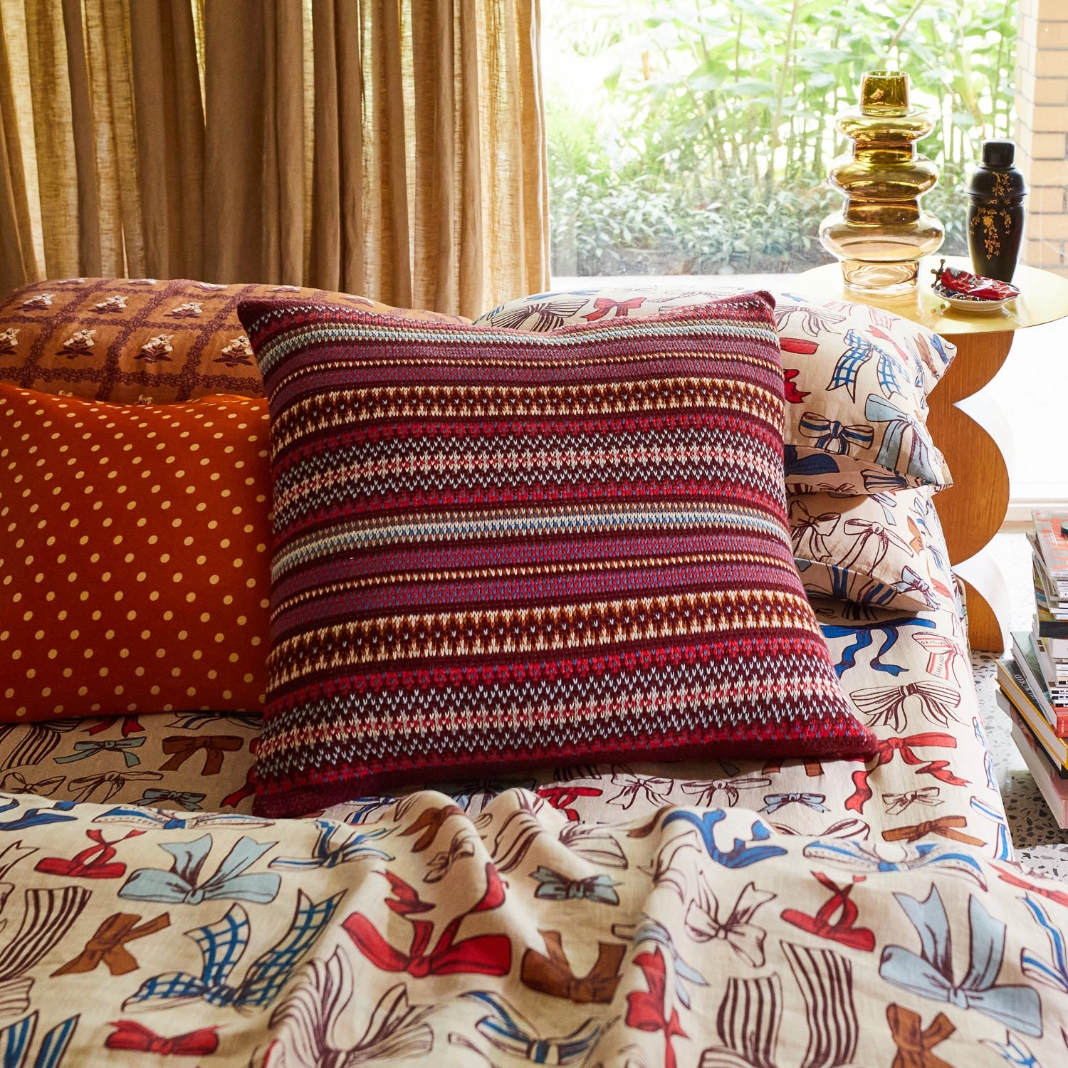 Arlette Knit Cushion - Mahogany