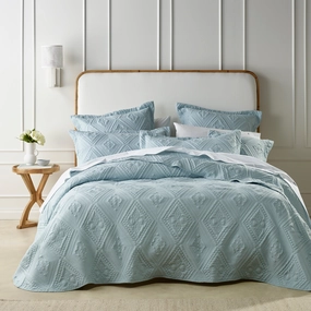 Aspen Bedspread Set Sky Blue