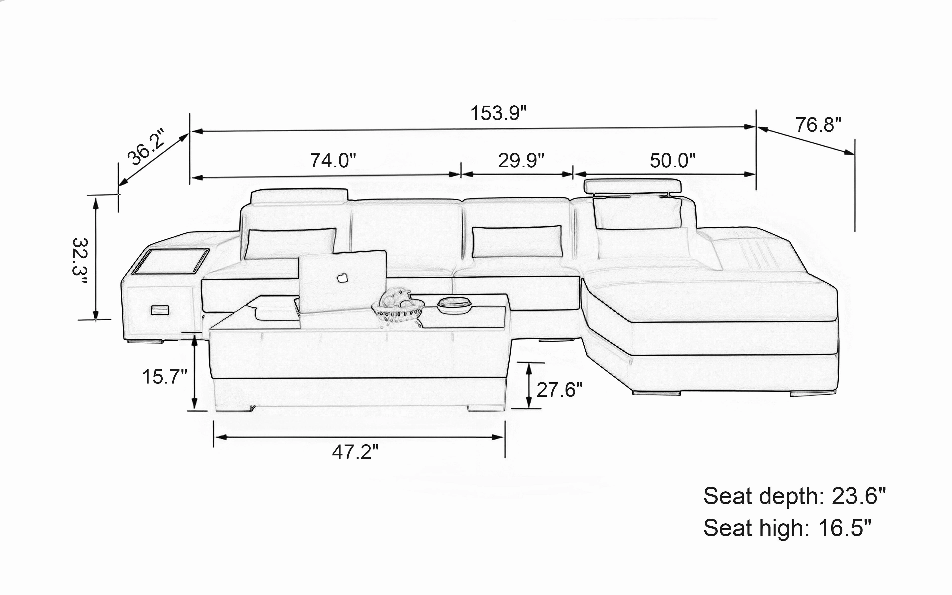 Baiae Small Modern Leather Sectional