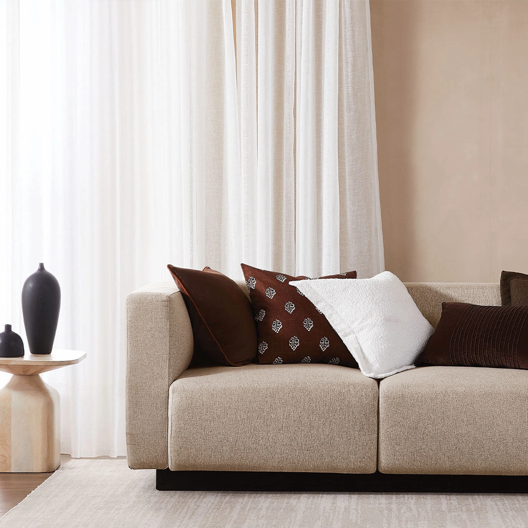 Balmain Mocha Square Filled Cushion 50 x 50cm by Zaab