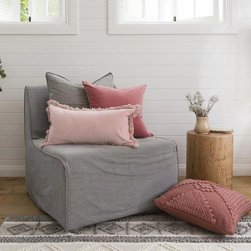 Bambury Clay Velvet Feather Filled Cushion by Bambury