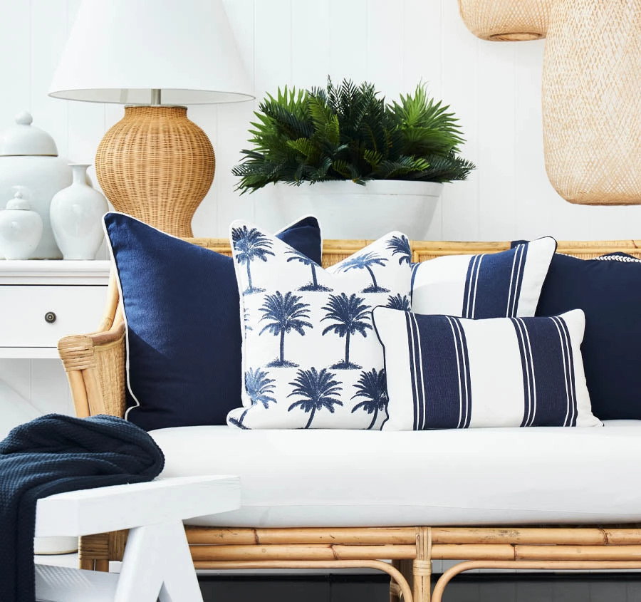 Blue Island 50x50cm Filled Cushion White