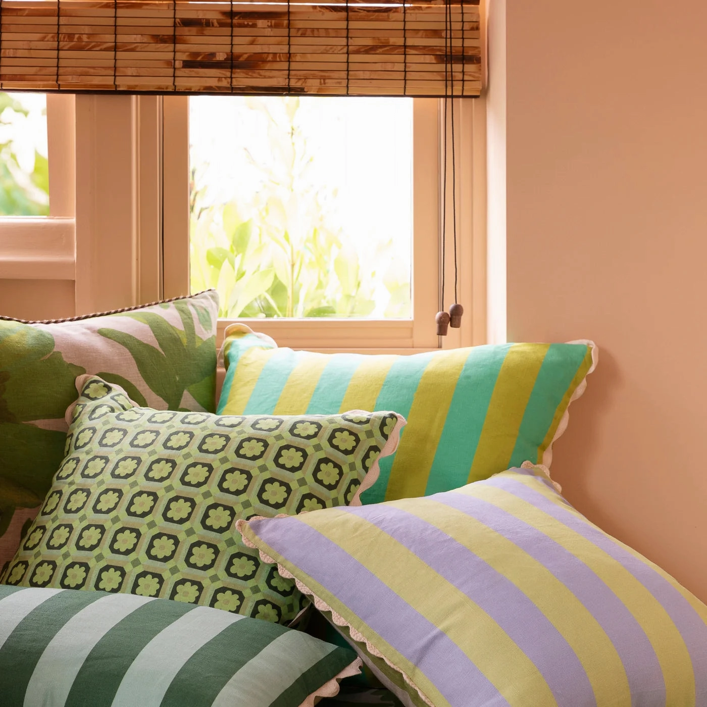Bold Stripe Citron Jade Cushion