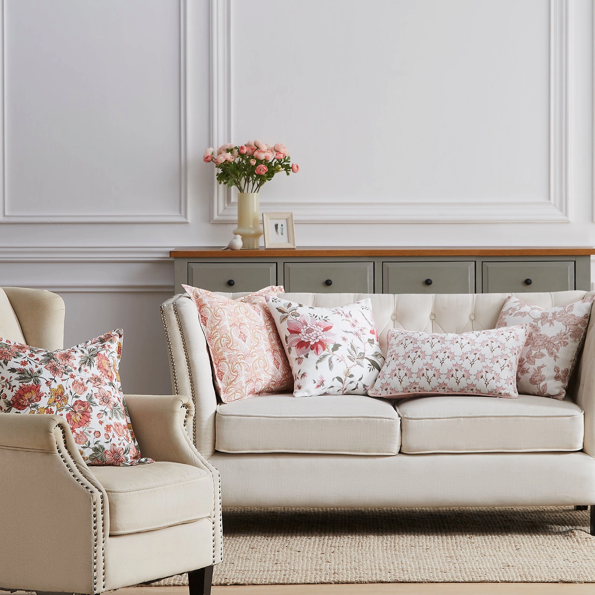 Bridgeford Paisley Peony Pink Cushion by Laura Ashley