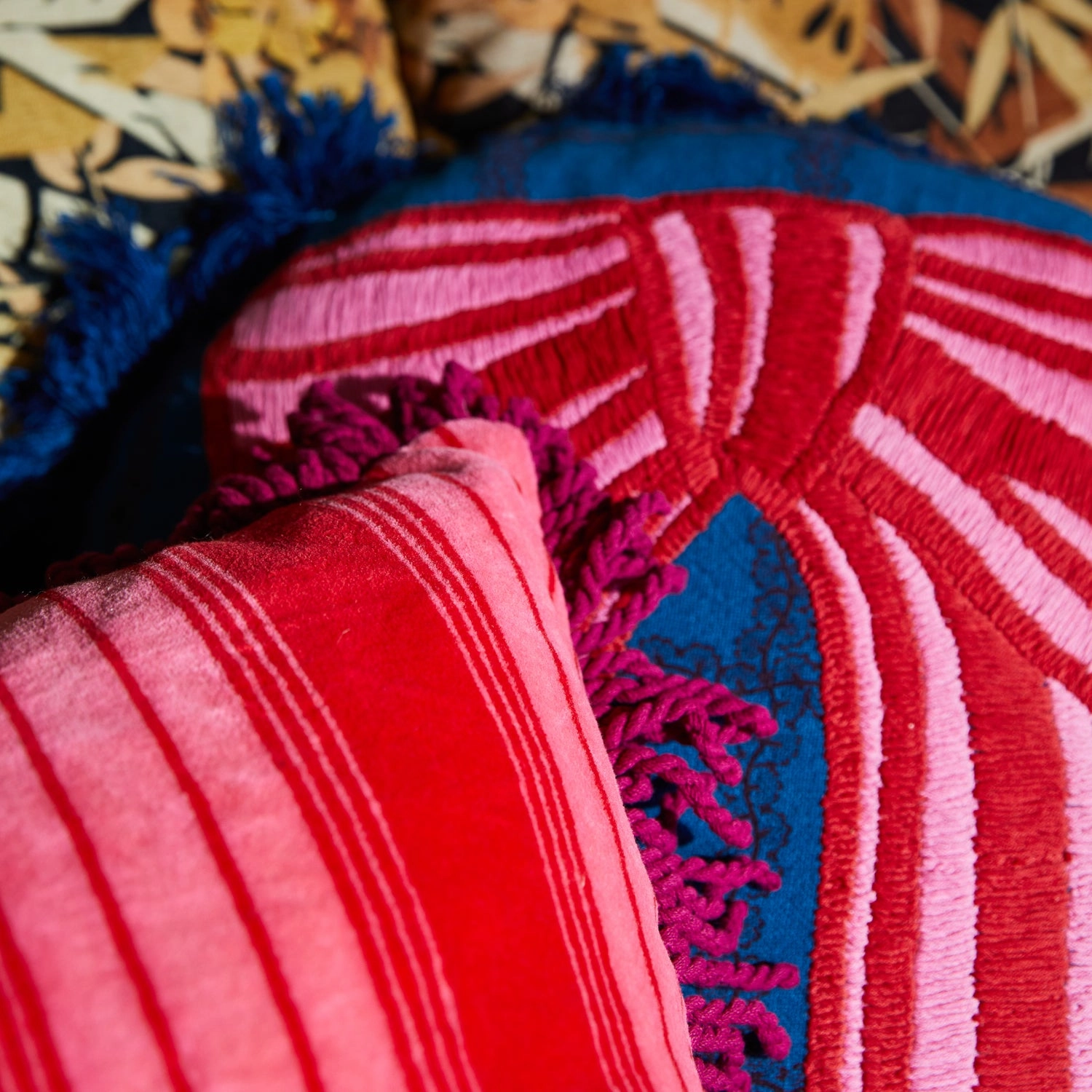 Brigitte Velvet Cushion - Cosmo Pink