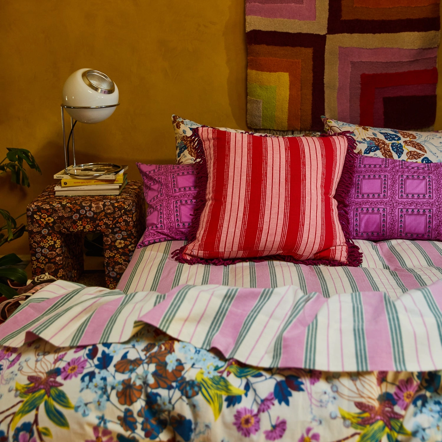 Brigitte Velvet Cushion - Cosmo Pink