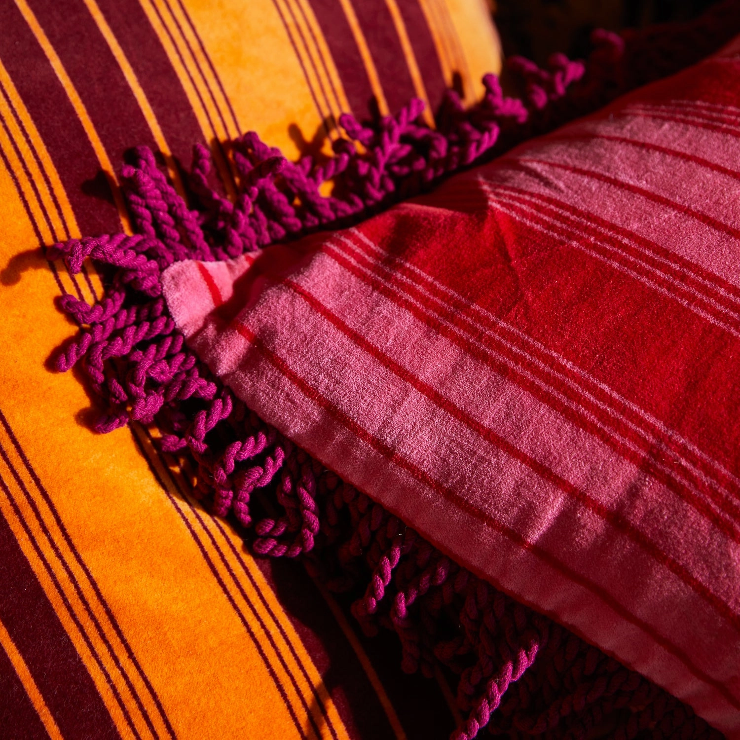 Brigitte Velvet Cushion - Cosmo Pink