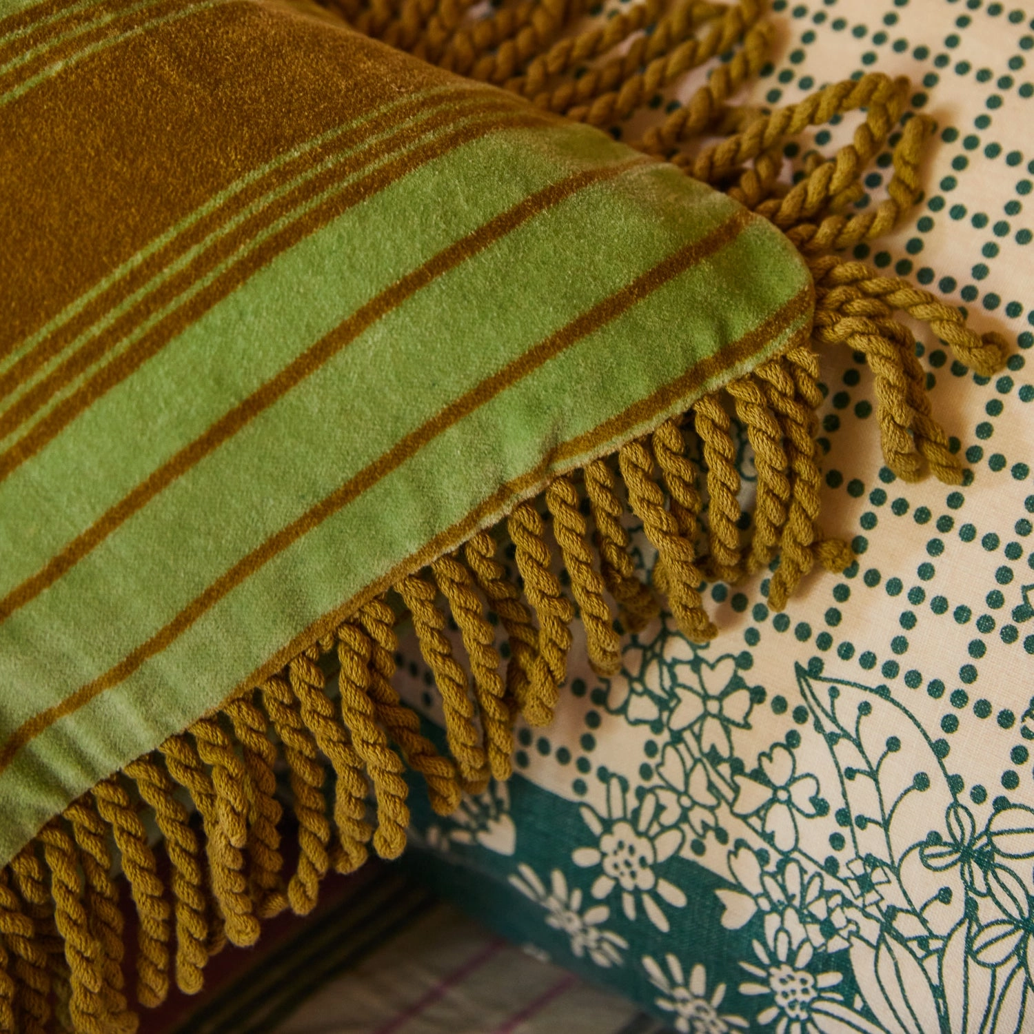 Brigitte Velvet Cushion - Olive