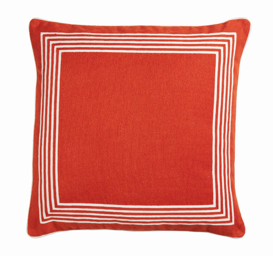 Caribbean Stripe Border 50x50cm Cushion Orange