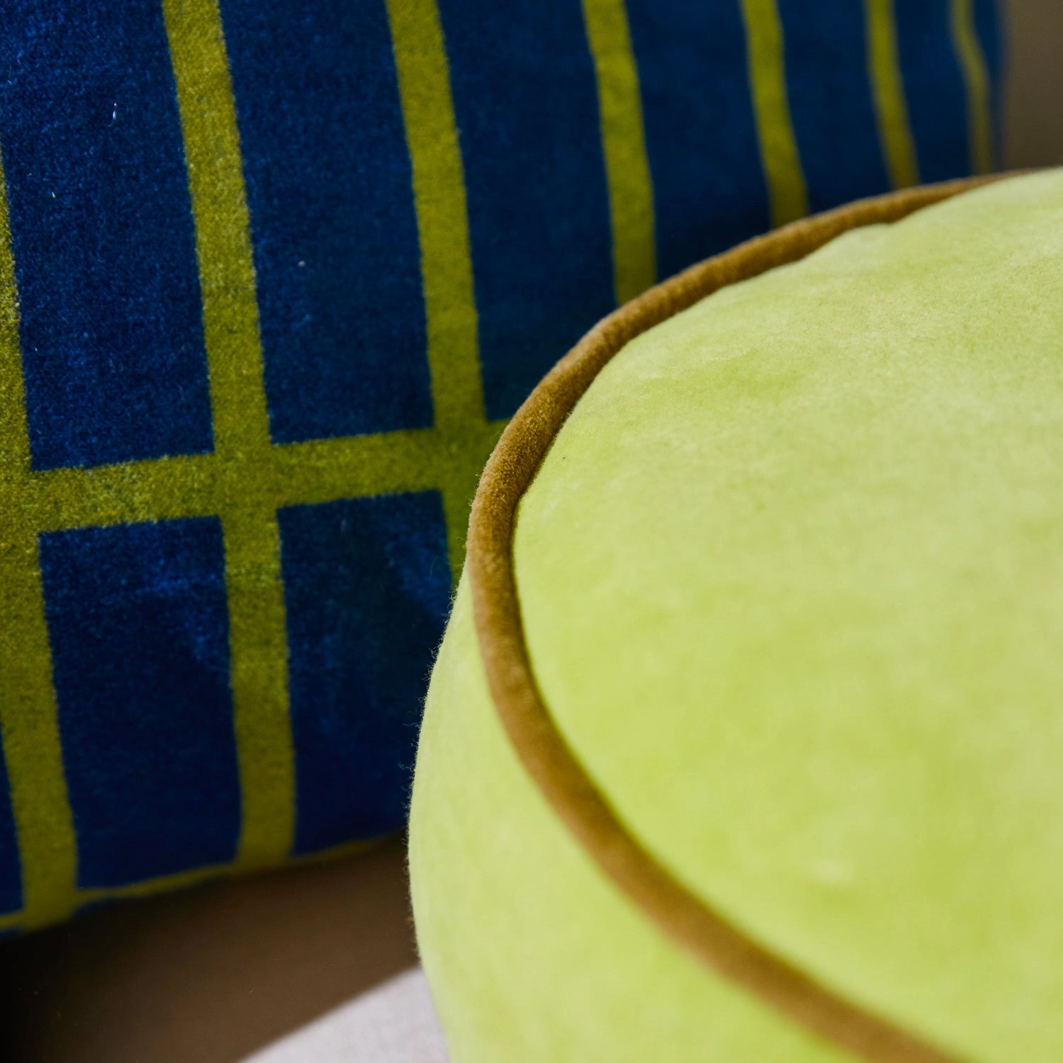 Castilo Round Velvet Cushion - Chartreuse