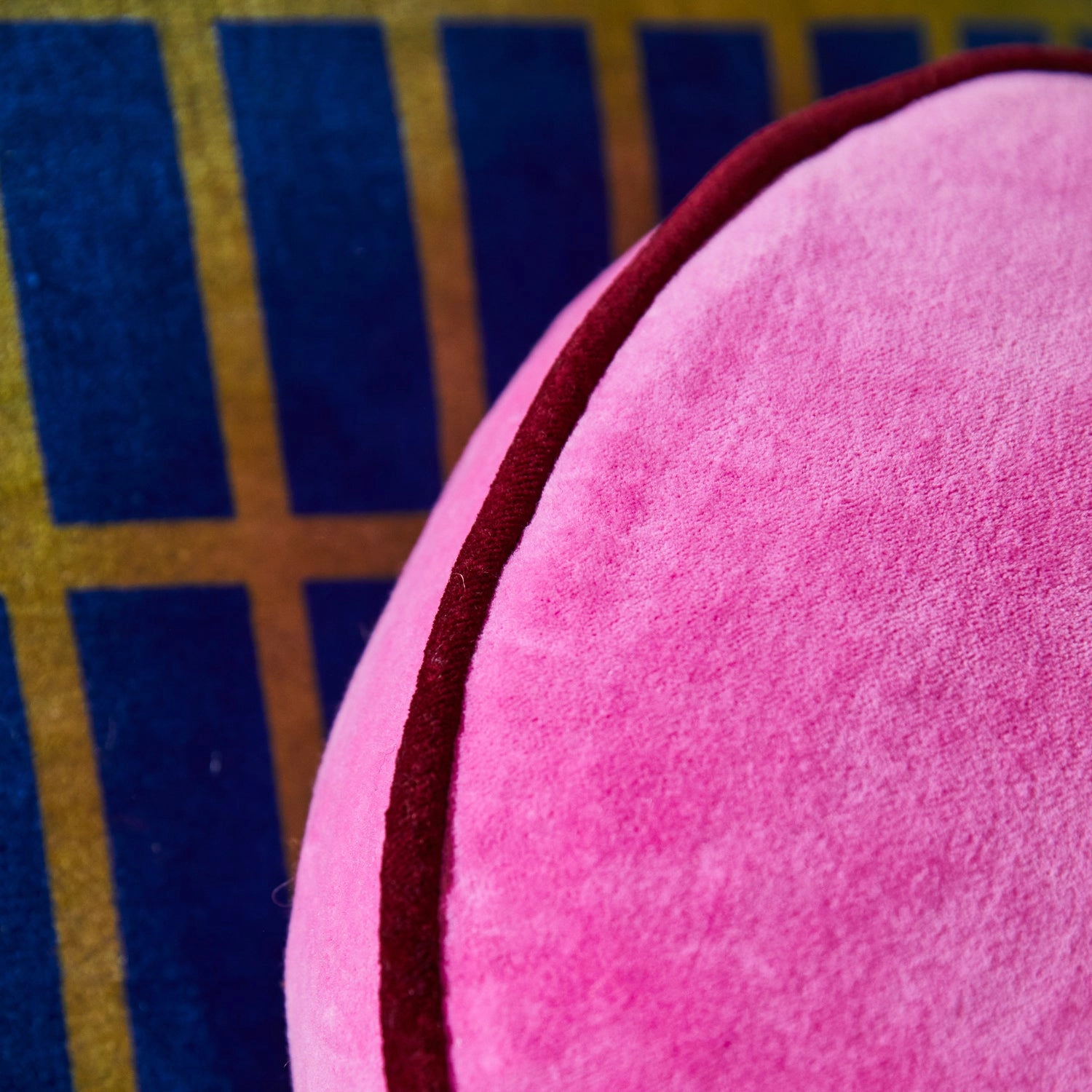 Castilo Round Velvet Cushion - Fuchsia