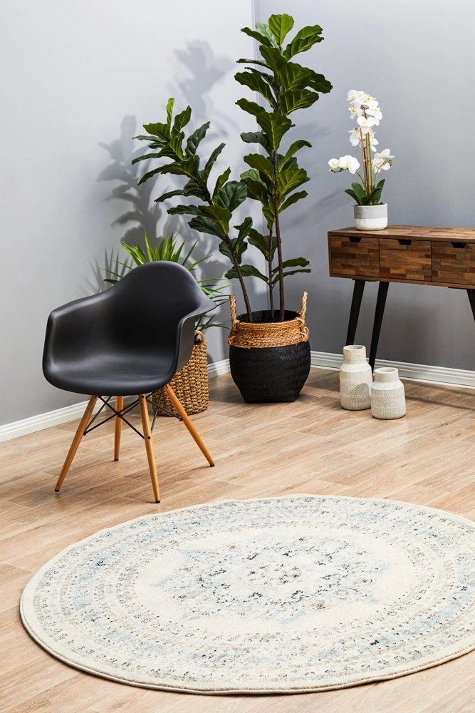 Century 922 Round Rug (White) by Rug Culture
