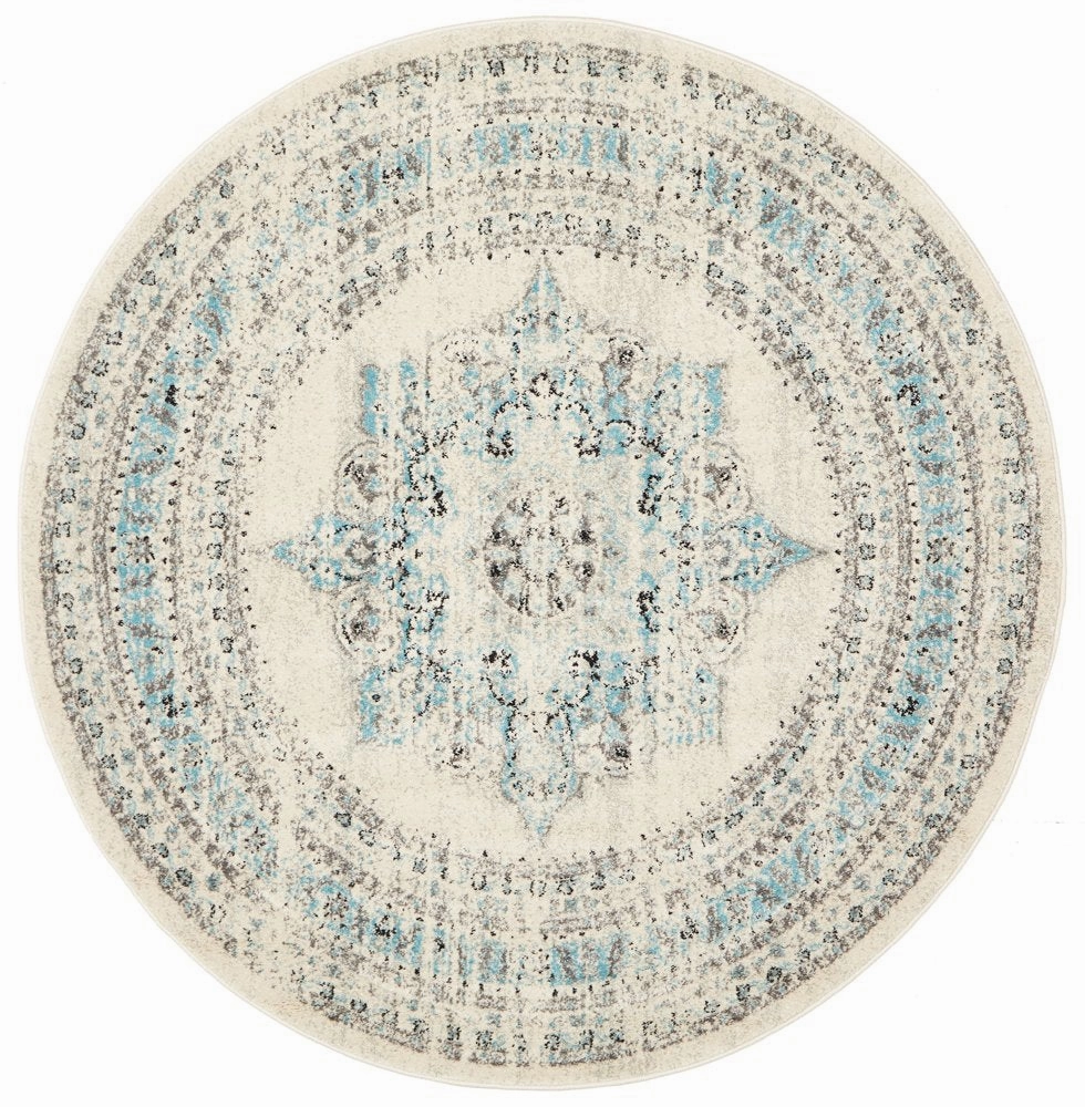 Century 922 Round Rug (White) by Rug Culture