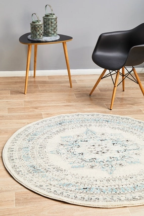 Century 922 Round Rug (White) by Rug Culture