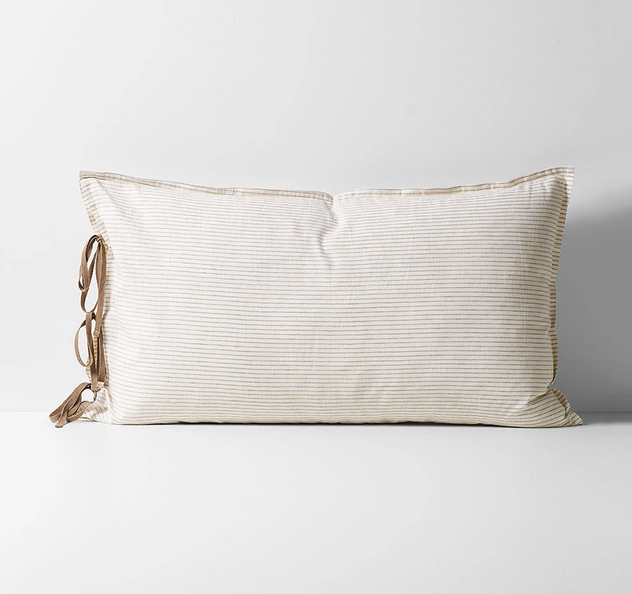 Chambray Mini Stripe Standard Pillowcase Taupe