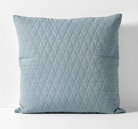 Chambray Quilted European Pillowcase Bluestone