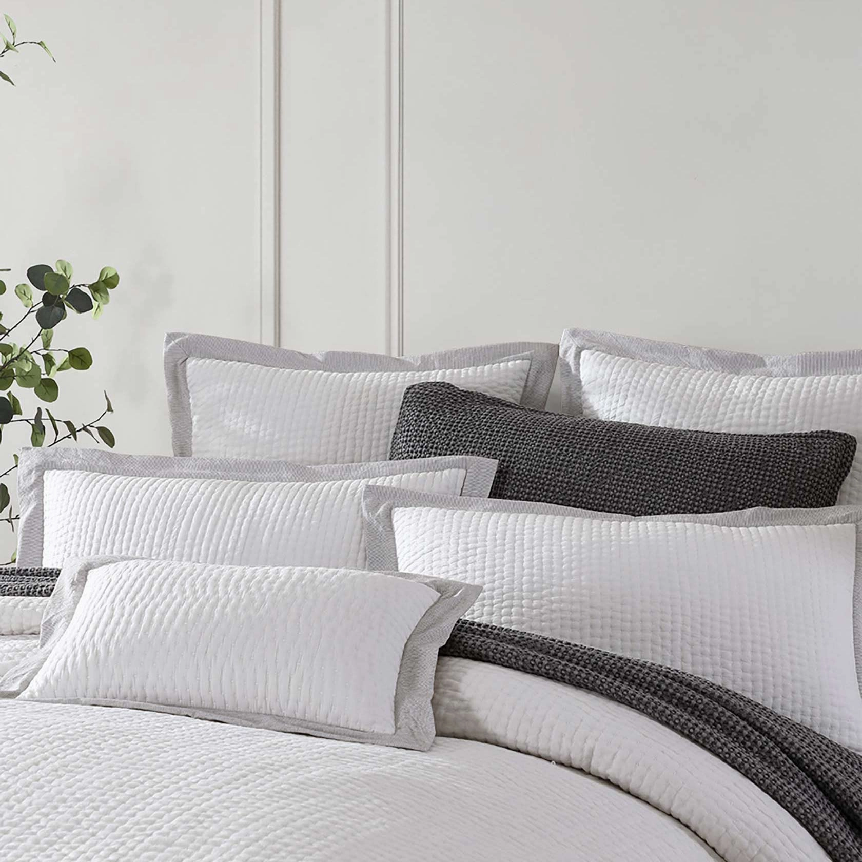 Cheshire Cotton Blanket Charcoal Cushion by Private Collection