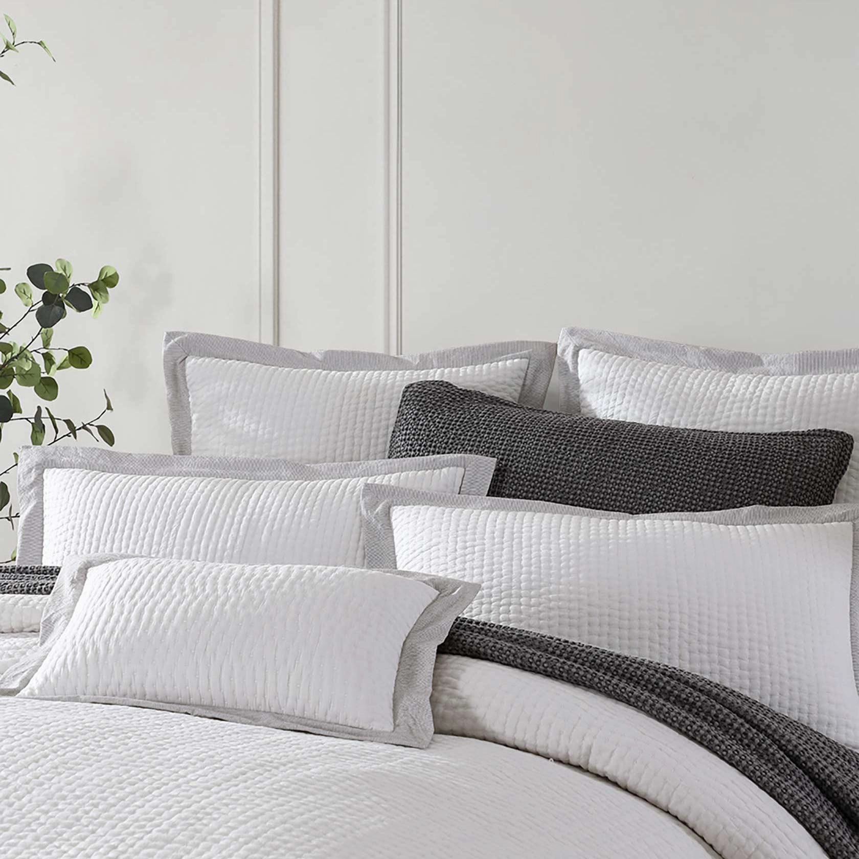 Cheshire Cotton Blanket Charcoal Cushion by Private Collection