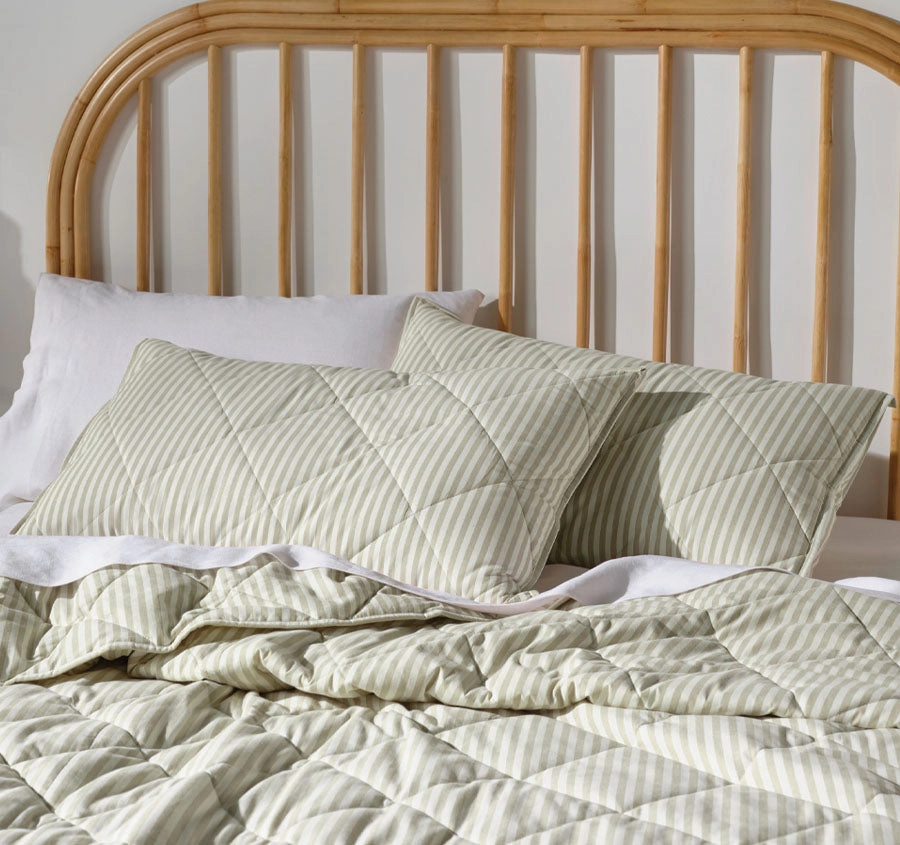 Classic Stripe Standard Pillow Sham Pair Pebble