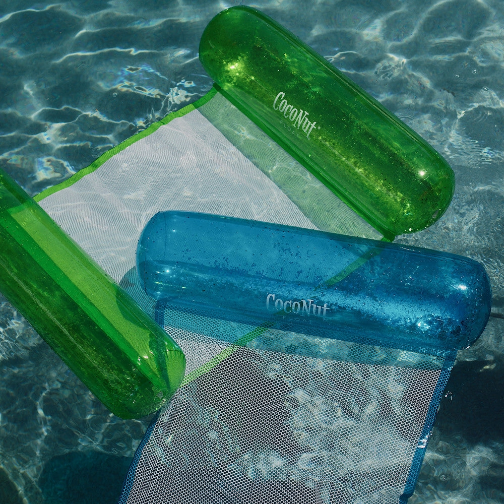 CocoNut Float Green Glitter Hammock Pool Lounger - 49" x 30" Inflatable Relaxation Chair