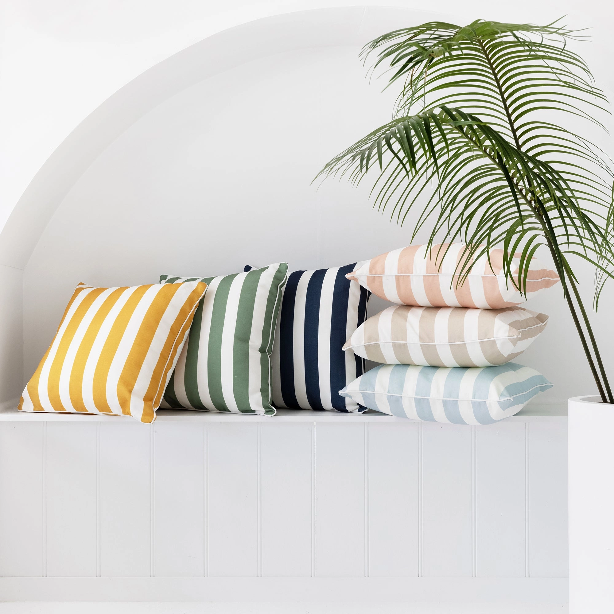 Cocoon Stripe Blush Square Filled Cushion 50 x 50cm by Zaab