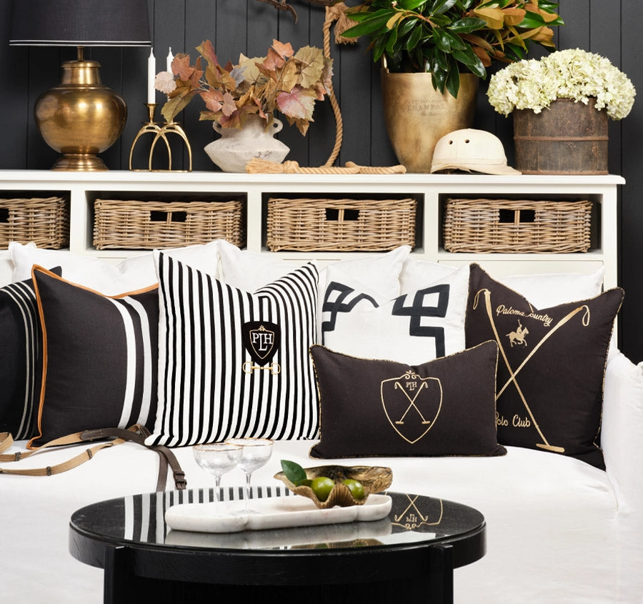 Country Polo 30x50cm Filled Cushion Black