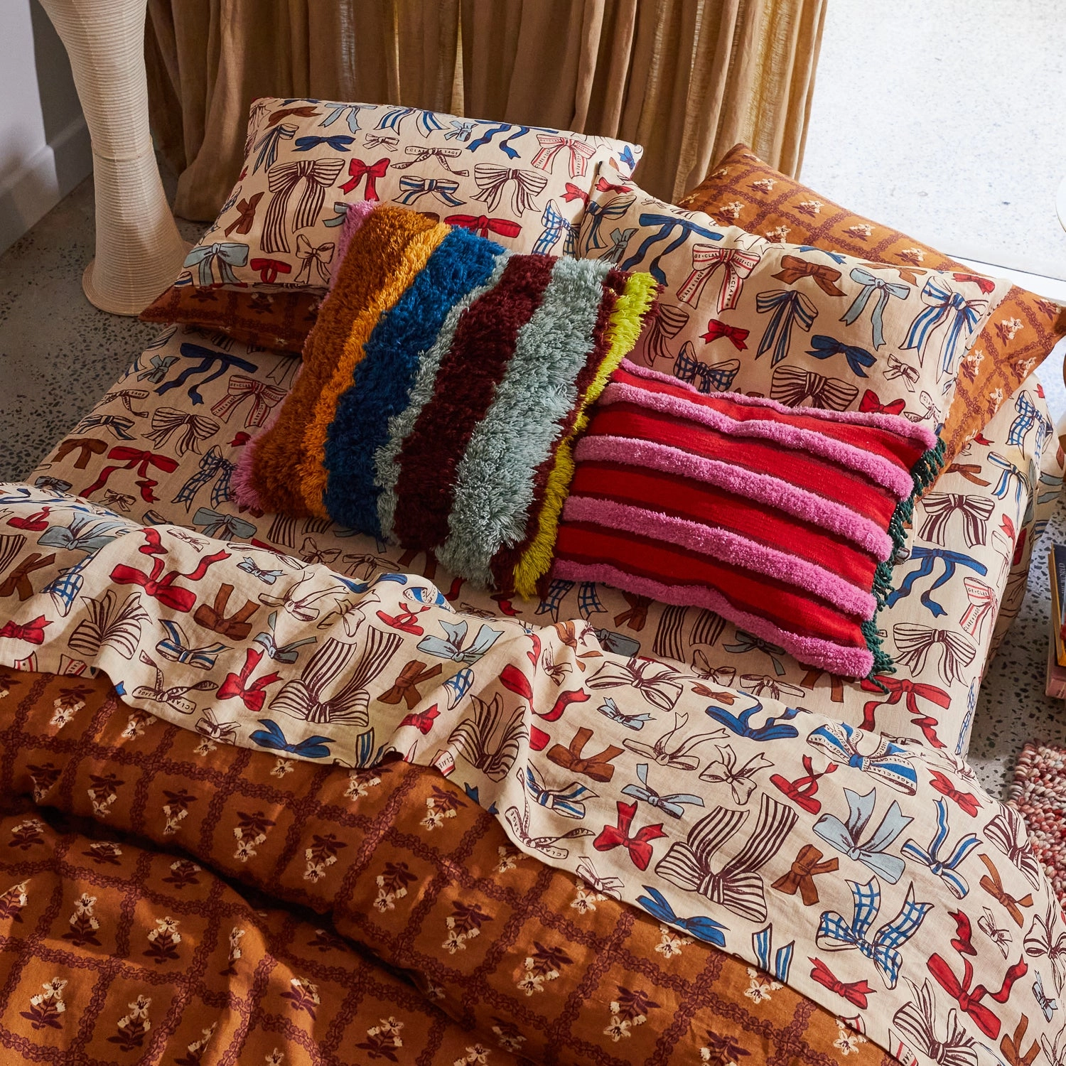 Dumas Tufted Cushion - Scarlet
