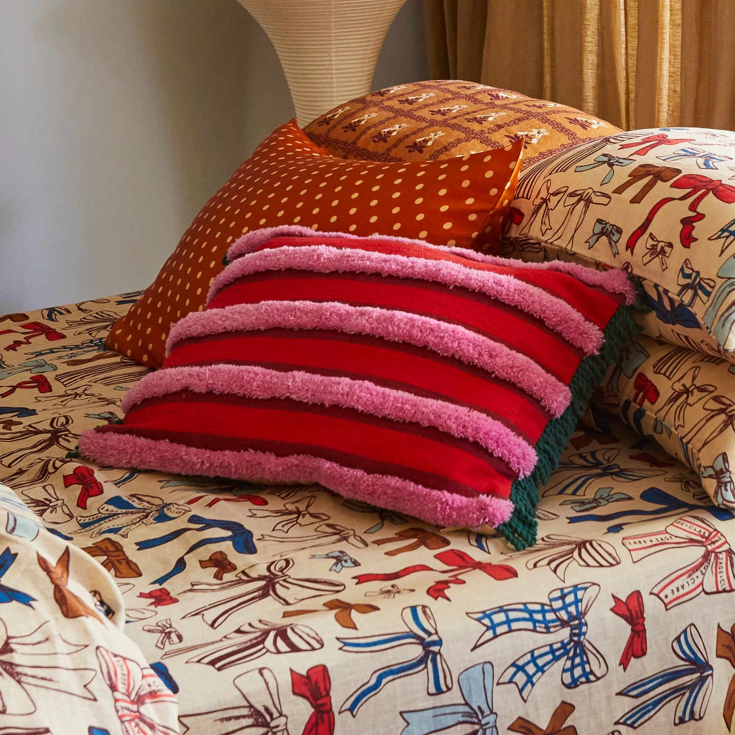 Dumas Tufted Cushion - Scarlet