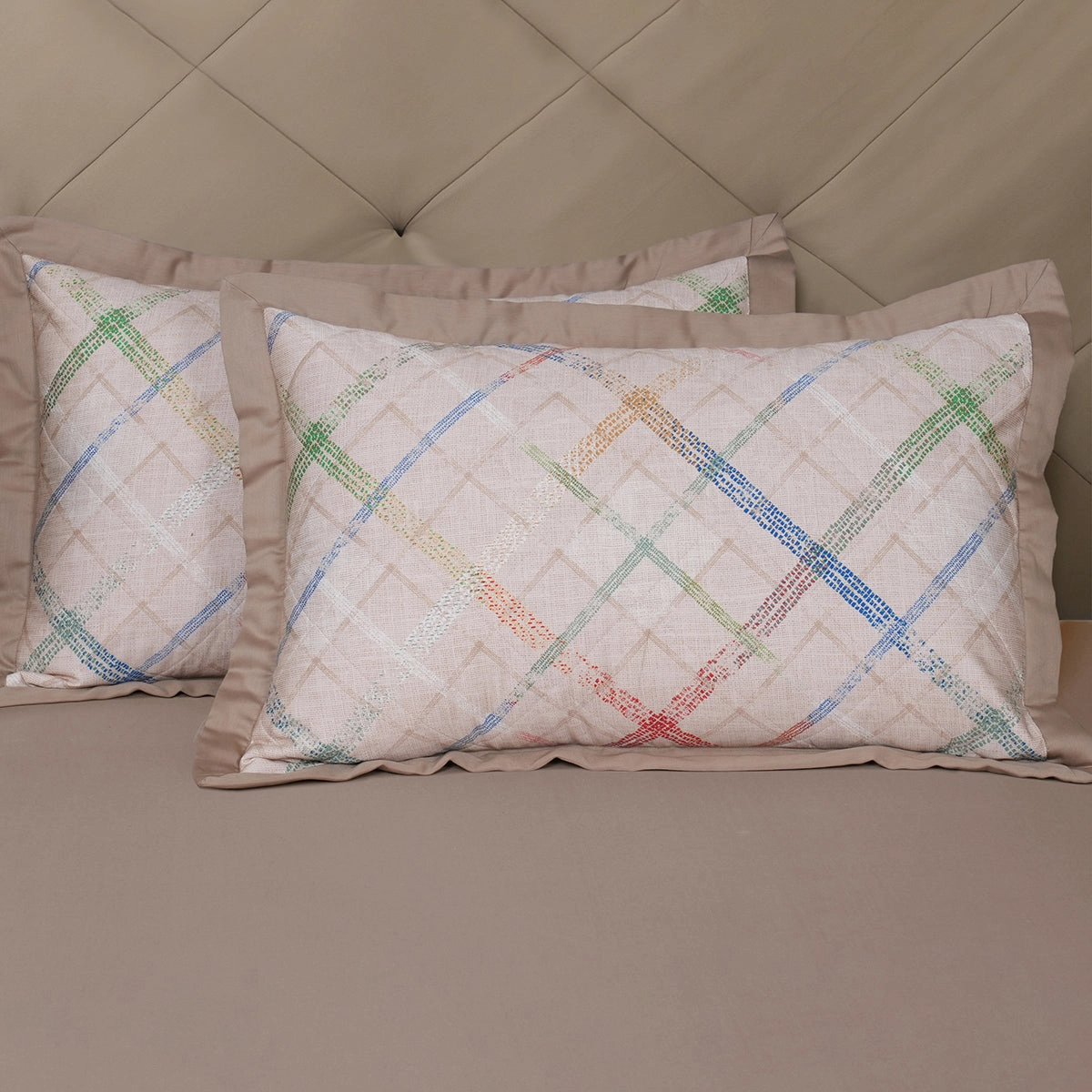 Eclectic Geo Rhombus Pillow Sham Set Beige