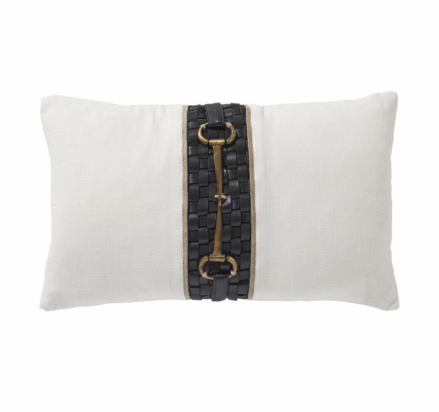 Equine Leather Luxe 30x50cm Cushion White