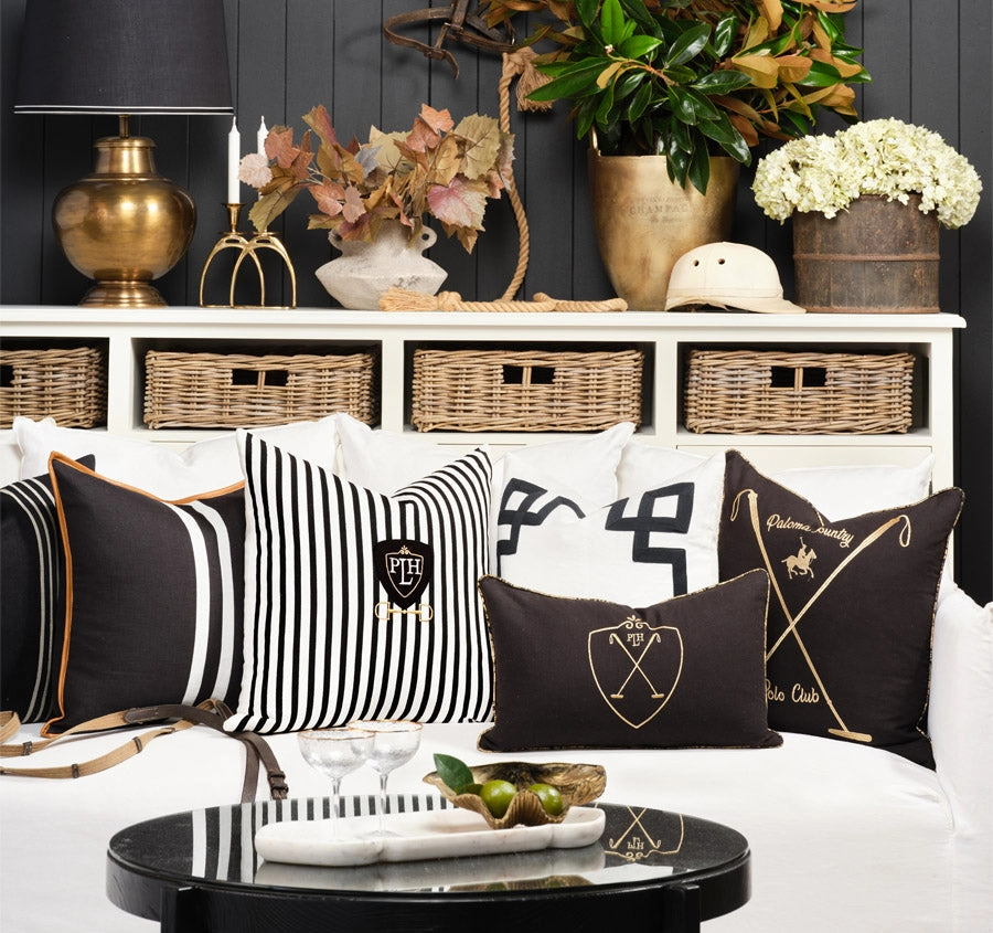 Equine Stripes 55x55cm Filled Cushion Black