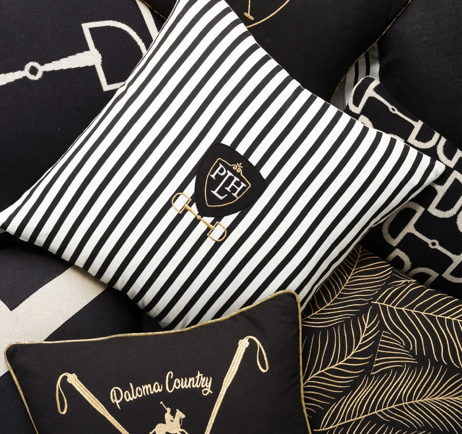Equine Stripes 55x55cm Filled Cushion Black