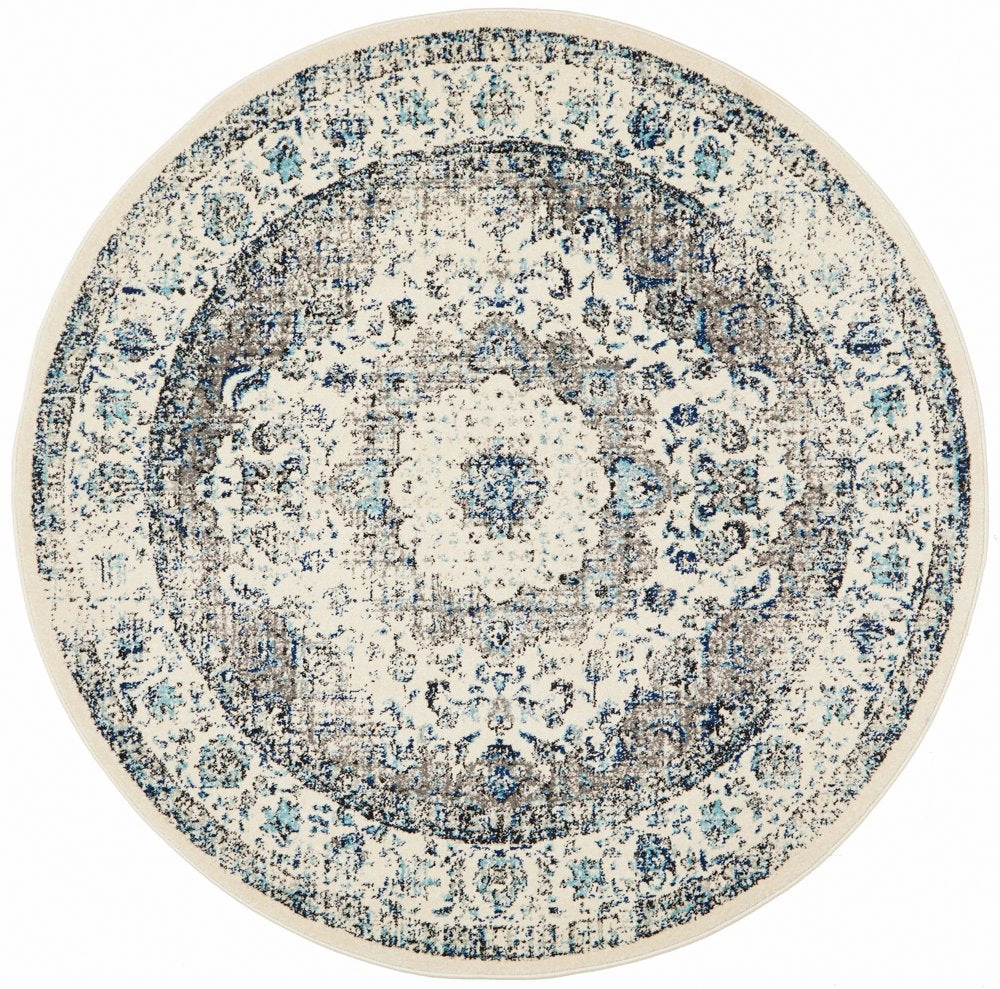 Evoke 251 Round Rug (White) by Rug Culture