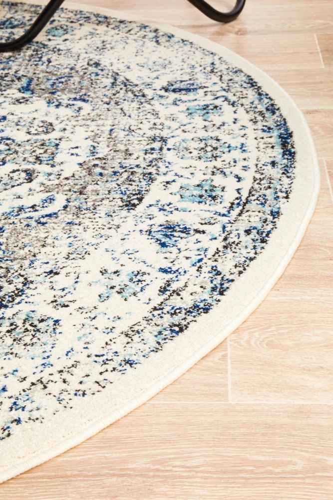 Evoke 251 Round Rug (White) by Rug Culture