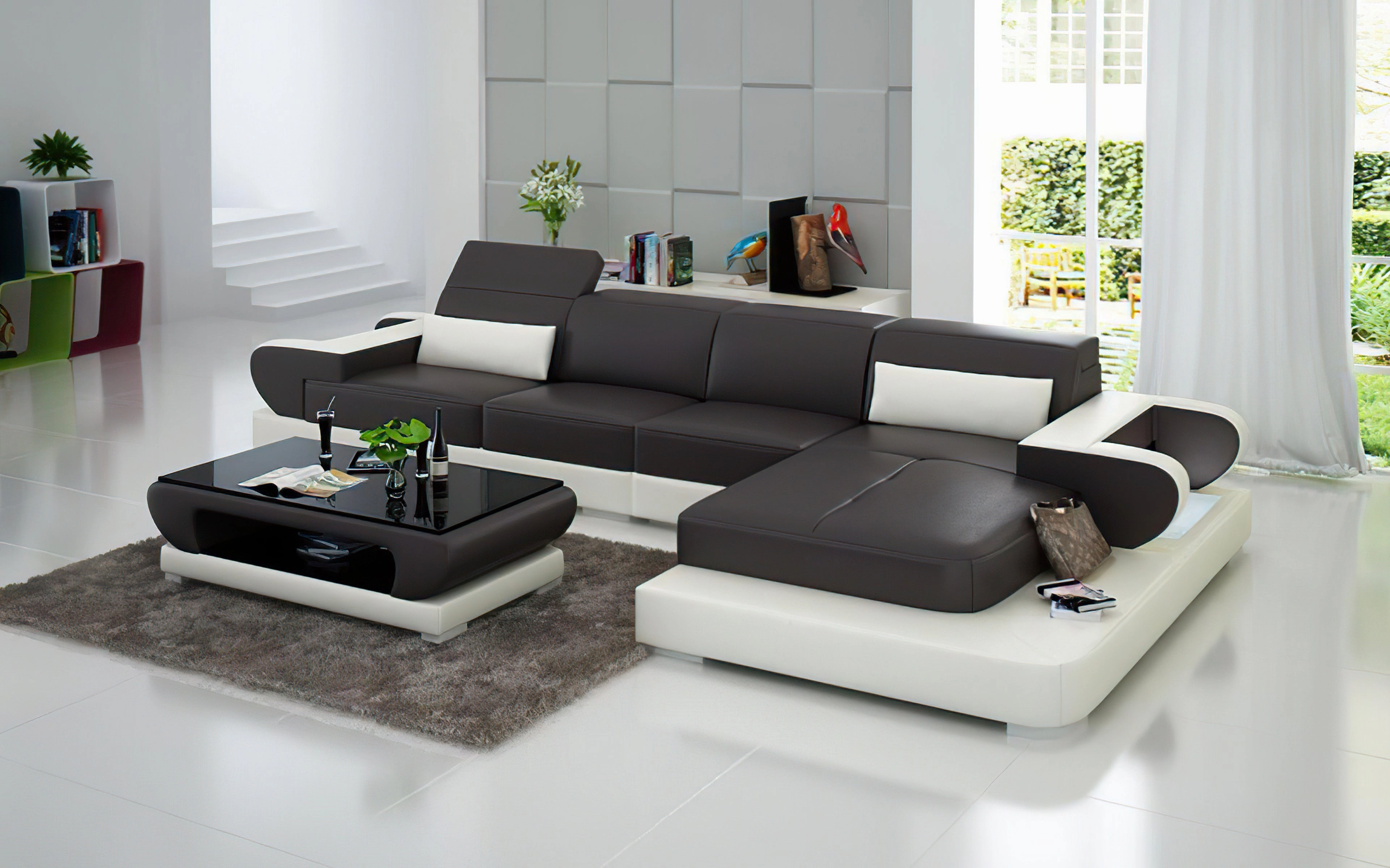 Ezrael Small Modern Leather Sectional