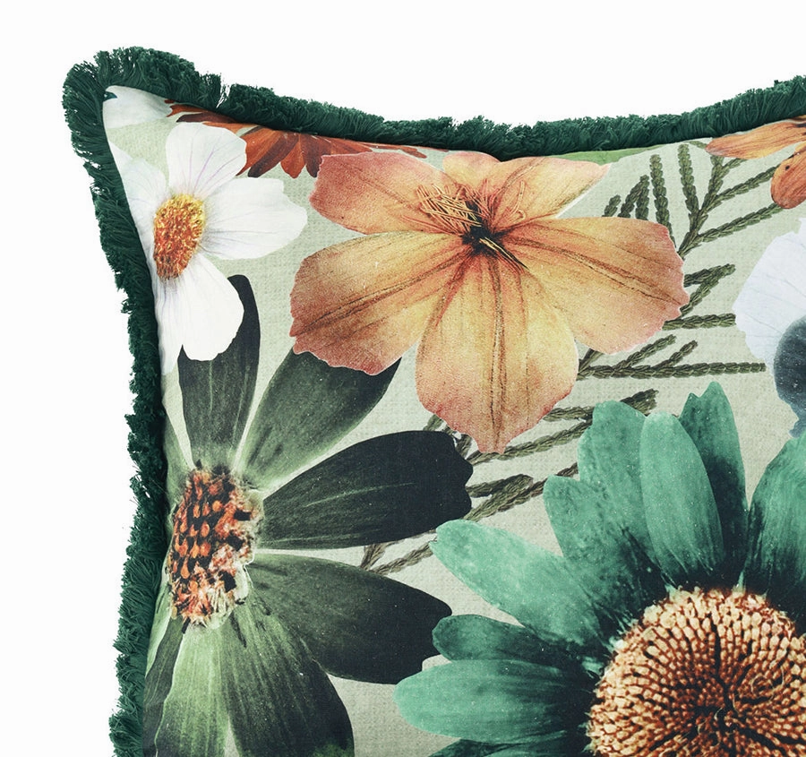 Flowerfield 50x50cm Filled Cushion Green