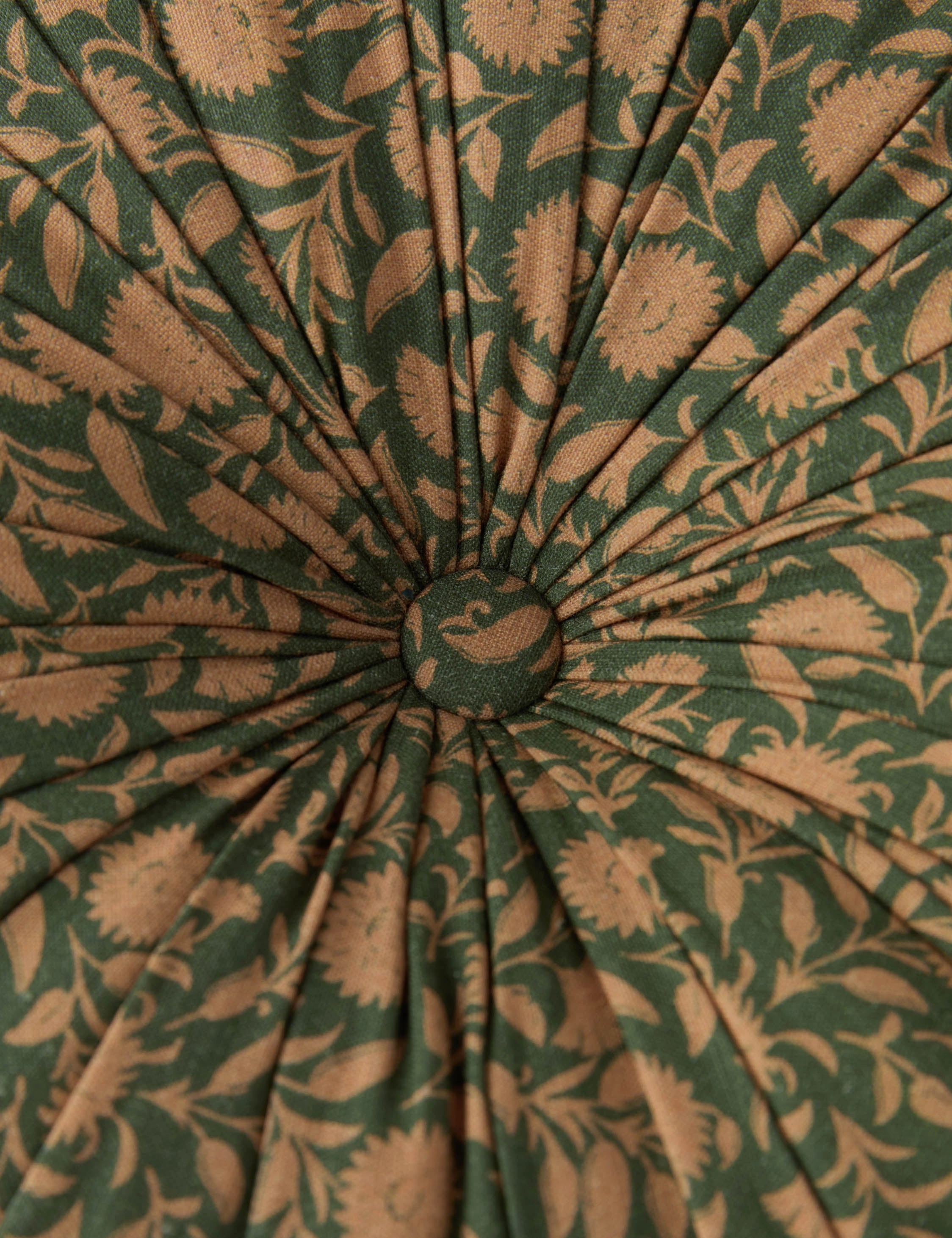 Fransen Linen Cotton Tufted Round Pillow
