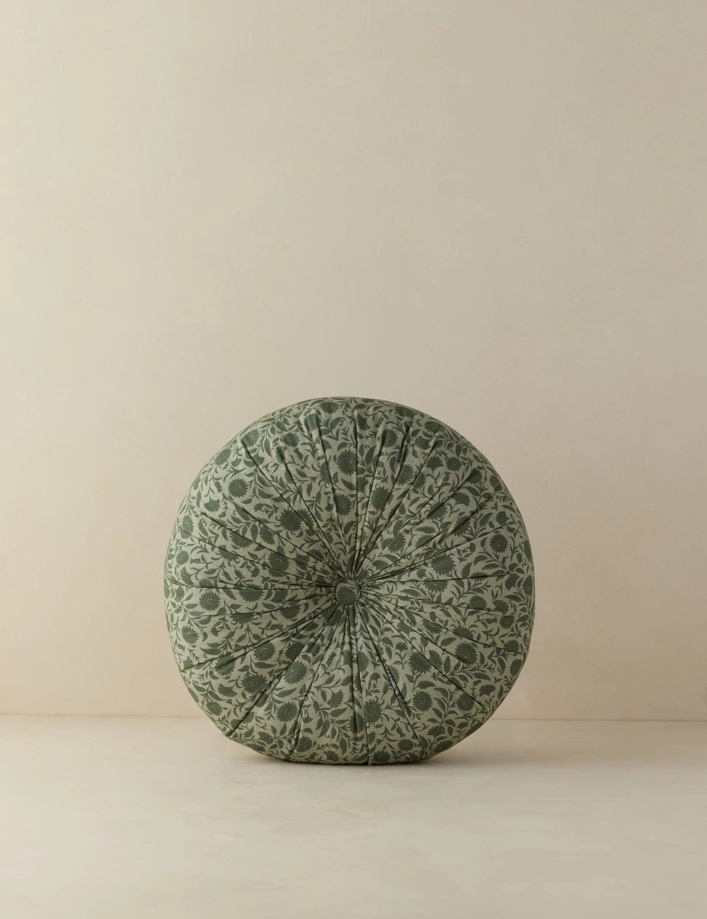 Fransen Linen Cotton Tufted Round Pillow